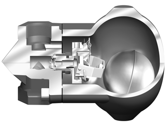 Fig. 7-5: Float trap with a bimetallic air vent (vertical installation), ARI Type CONA®SC 634